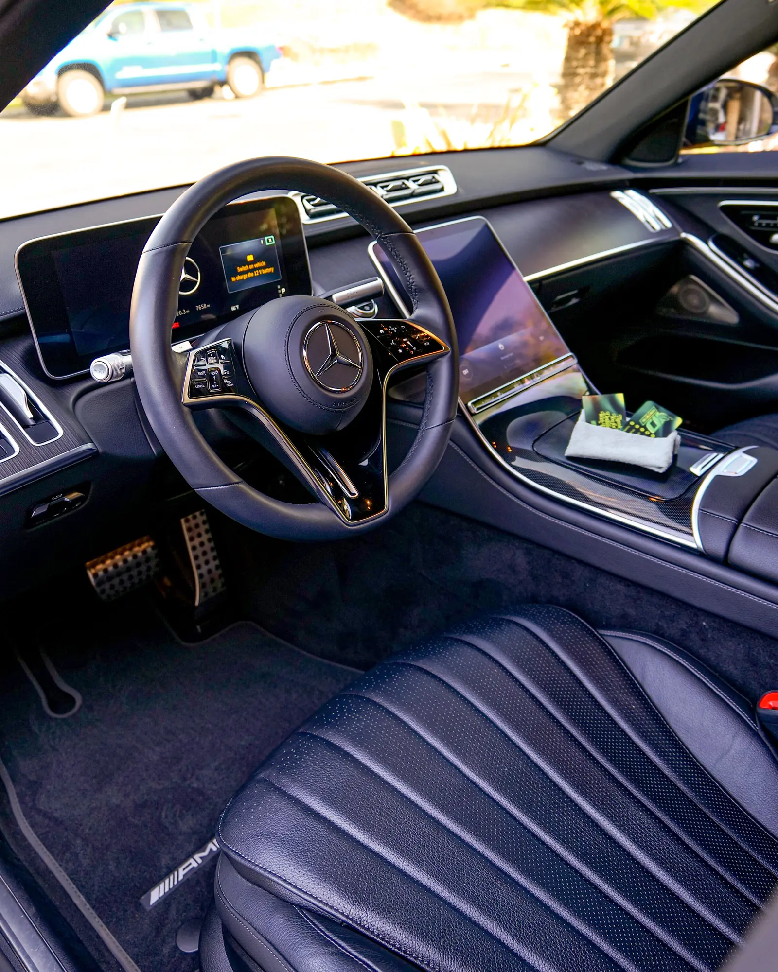 Mercedes interior with ambient lighting after an interior detail