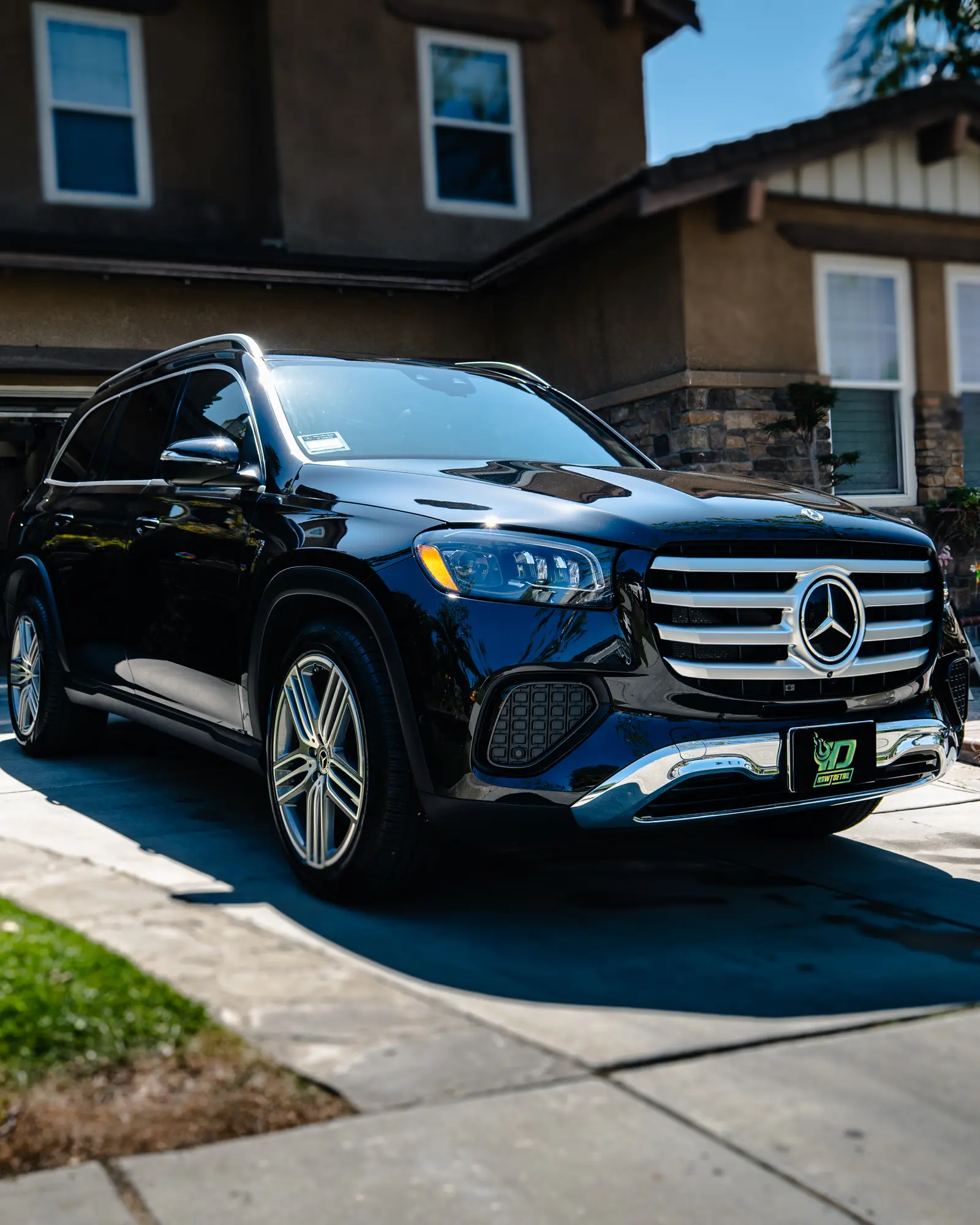 Black Mercedes GLS after a full detail